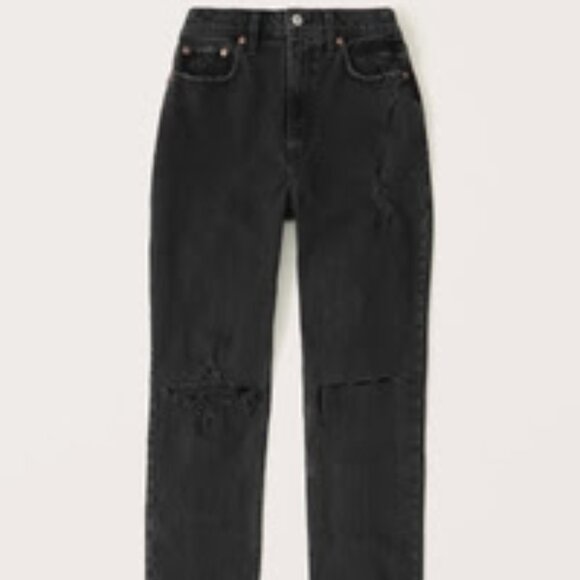 Abercrombie Curve Love 90s Straight Ultra High Rise Black Jean - 26/2 - Picture 6 of 9